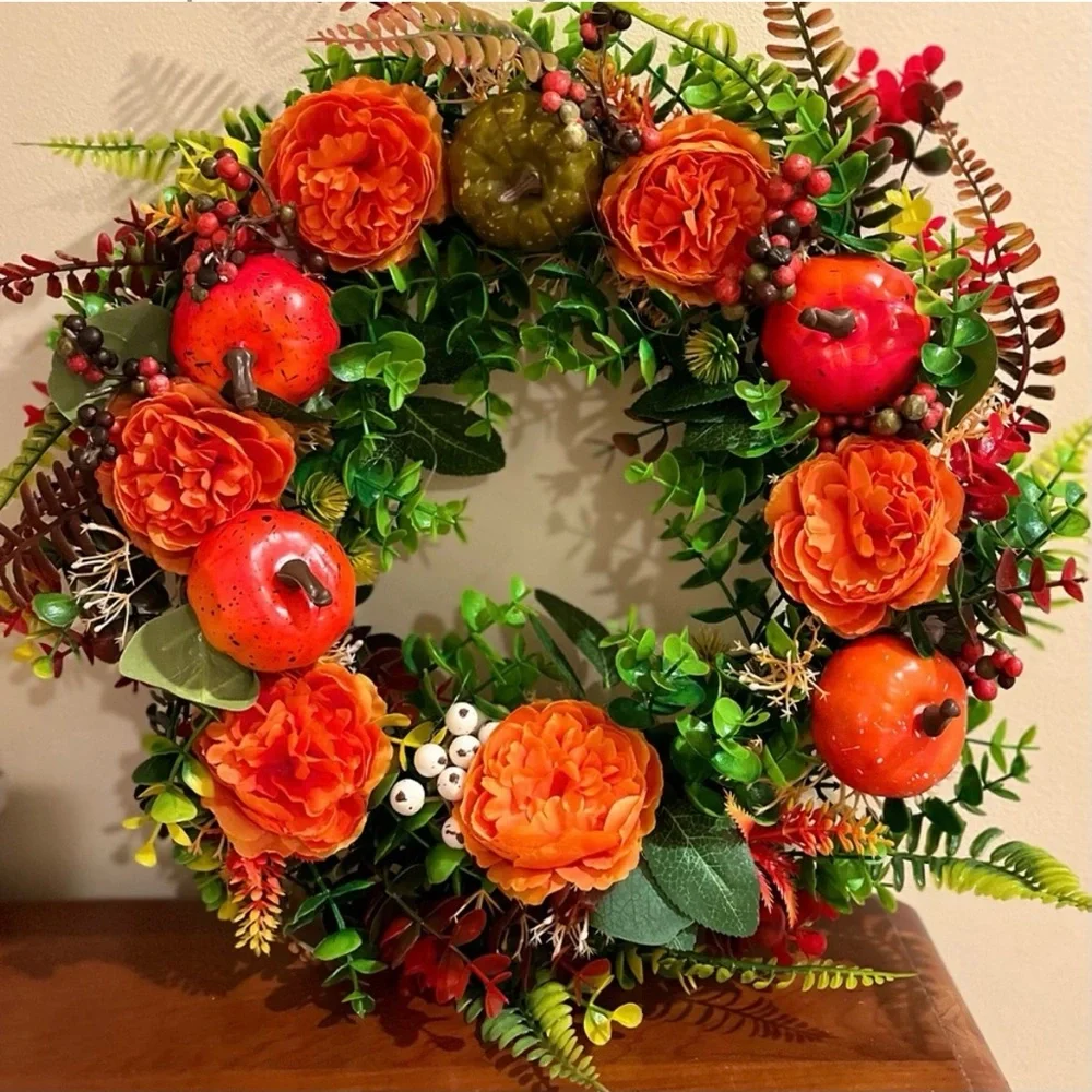 NWOT- Autumn Faux Floral Indoor/ Outdoor Wreath.